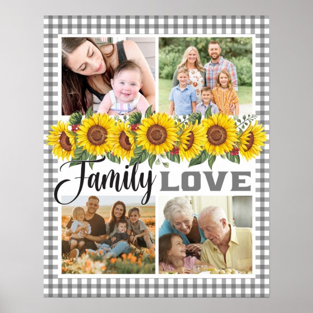 Skapa din egen familjesammanställning Gingham Sunb Poster (Framsidan)