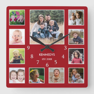 Skapa din egen familjs fotokollage i Namn Fyrkantig Klocka
