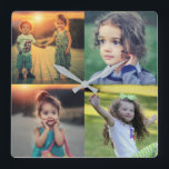 Skapa din egen familjs fotokollage keepéren fyrkantig klocka<br><div class="desc">Modern familjefokuseringsklocka.
Lägg till egna foton och skapa en mycket personlig och unik klocka.</div>