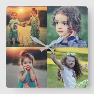 Skapa din egen familjs fotokollage keepéren fyrkantig klocka