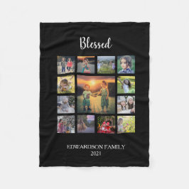 Skapa din egen familjs fotokollage monogram namn fleecefilt