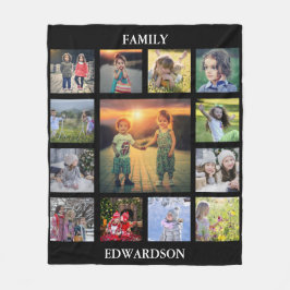 Skapa din egen familjs fotokollage monogram namn fleecefilt