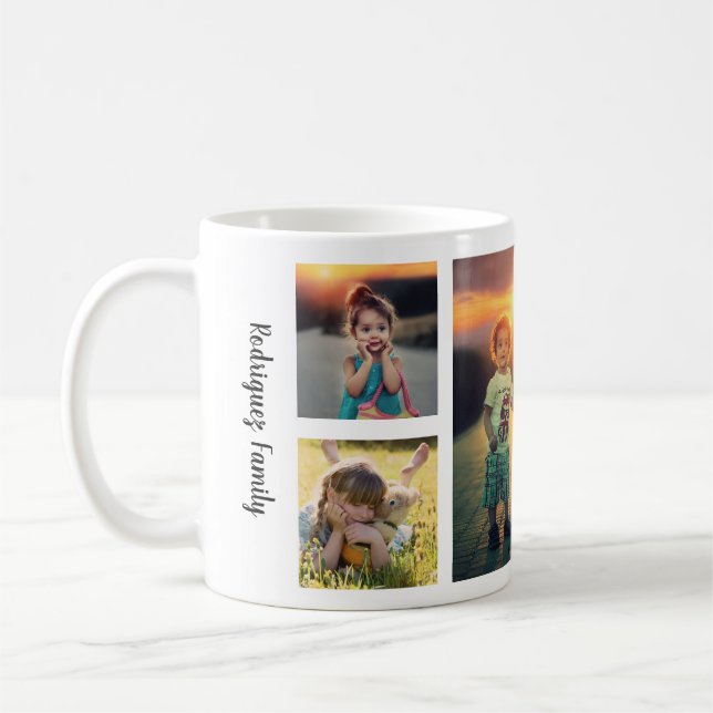 Skapa din egen familjs fotokollage monogram namn kaffemugg (Vänster)