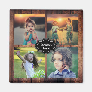 Skapa din egen familjs fotokollage monogram namn magnet