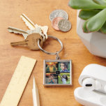 Skapa din egen familjs fotokollage monogrammad fyrkantig silverfärgad nyckelring<br><div class="desc">Söt nyckelkedja. Du kan lägga till dina egna 4 foton och lägga till ditt monogram för att anpassa.</div>