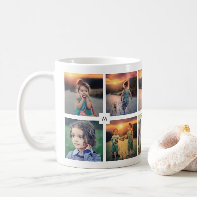 Skapa din egen familjs fotokollage monogrammad kaffemugg (Med munk)