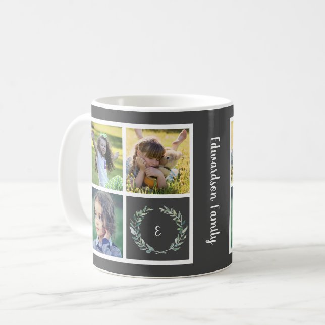 Skapa din egen familjs fotokollage monogrammad kaffemugg (Framsida vänster)