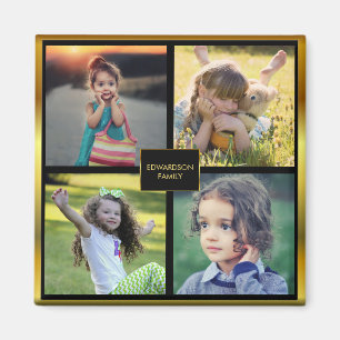 Skapa din egen familjs fotokollage monogrammad magnet