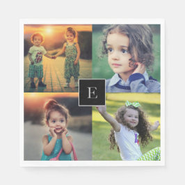 Skapa din egen familjs fotokollage monogrammad pappersservett