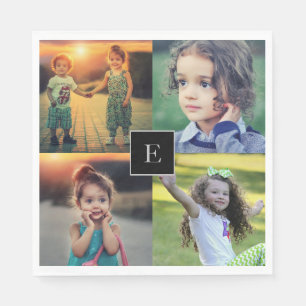 Skapa din egen familjs fotokollage monogrammad pappersservett