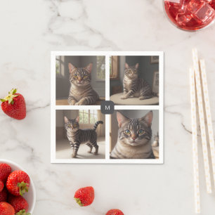 Skapa din egen familjs fotokollage monogrammad pappersservett