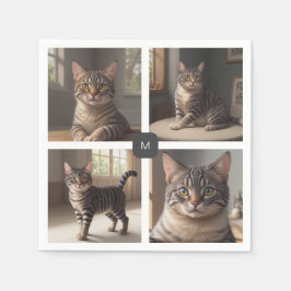 Skapa din egen familjs fotokollage monogrammad pappersservett