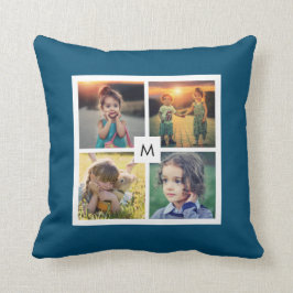 Skapa din egen familjs fotokollage monogrammat kudde
