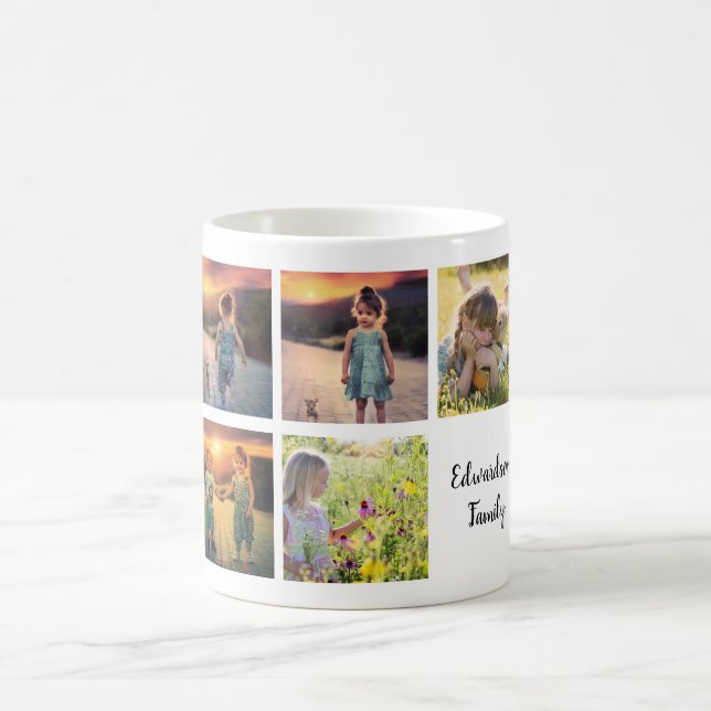 Skapa din egen familjs fotokollage namn kaffemugg (Center)