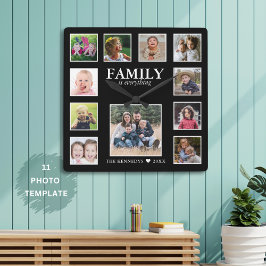 Skapa din egen familjs Namn-offert 11 fotokollage Fyrkantig Klocka