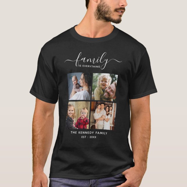 Skapa din egen familjs Namn-offert 4-fotokollage T Shirt (Framsida)