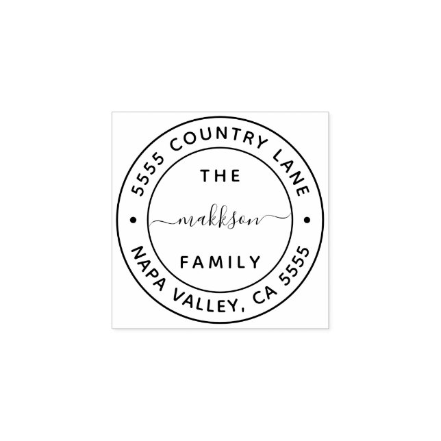 Skapa din egen familjs Namn Returadress Rubber Stämpel (Tryck)