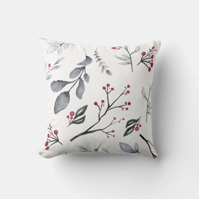 Skapa din egen Färg Change Red & Grått Holly Kudde (Framsida)