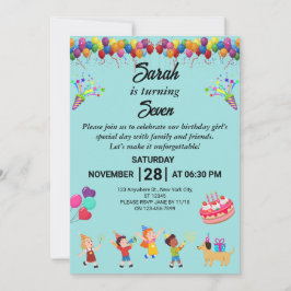 Skapa din egen färgstarka Födelsedagsfest Inbjudan