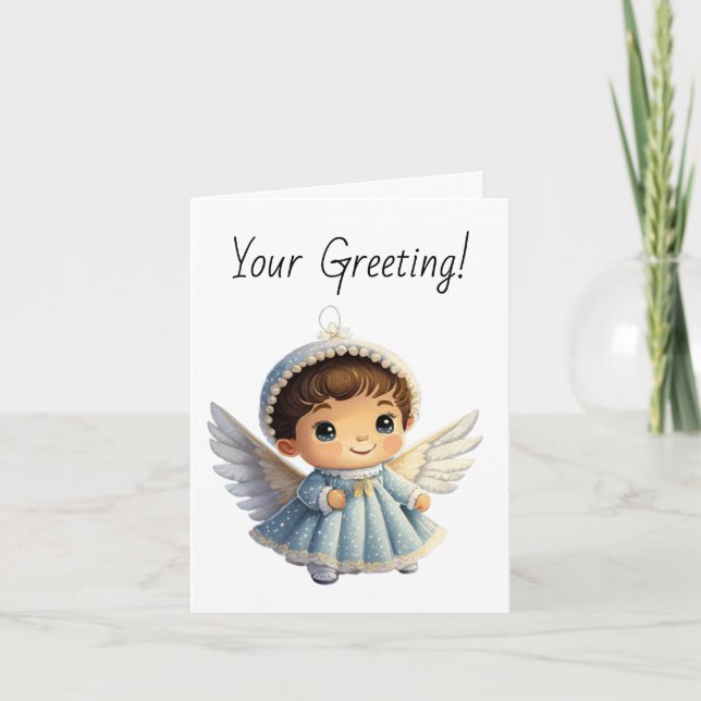 Skapa din egen Flicka-ängel jul Helgkort (Framsida)