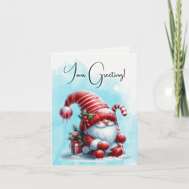 Skapa Din Egen Fluffig Pepparkaksjul Tomte Helgkort (Framsida)