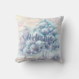 Skapa din egen fluffy-Rosa och blå Julgranar Kudde