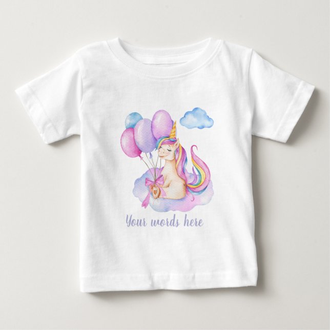 Skapa din egen Flytande Unicorn Birthday T Shirt (Framsida)