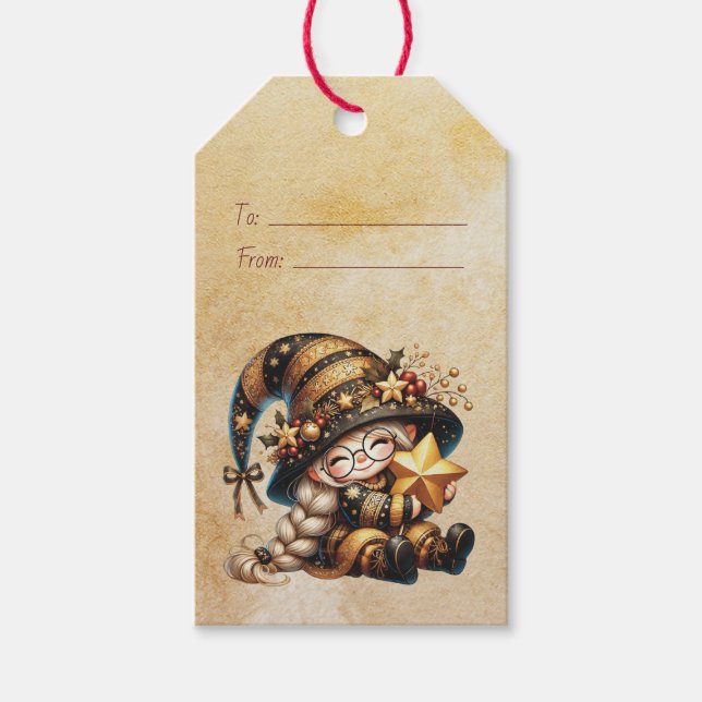 Skapa Din Egen Förtjusande Magisk Jul Tomte Presentetikett (Framsidan)