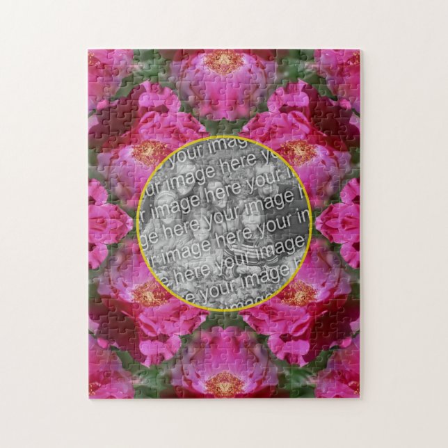 Skapa din egen foto Rosa Rosor Blommig Ram     Pussel (Vertikal)