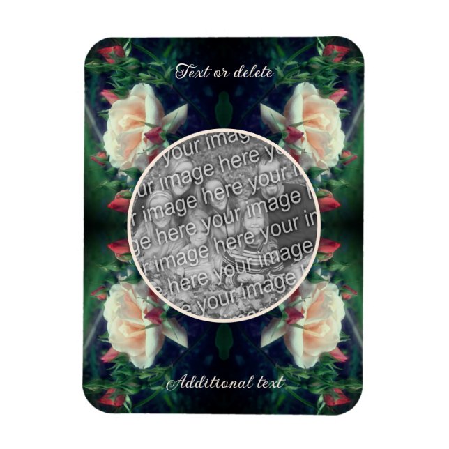 Skapa din egen fotobild Persika Ros och Knoppar Ra Magnet (Vertikal)