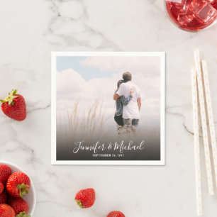 Skapa din egen fotobrolloppsbrud och -groom bröllo pappersservett