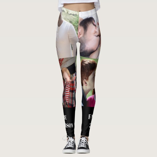 Skapa din egen fotokollage 4 bilder leggings (Framsida)