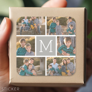 Skapa din egen fotokollage - 6 Monogram Fyrkantigt Klistermärke
