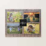 Skapa din egen fotokollage för rustiska träfamilje pussel<br><div class="desc">Gör ditt eget vackraste familjefotosamlingspussel. Familjepussel i namn och monogram,  fotosamlingspussel.. Du kan anpassa den och lägga till de vackraste fotona,  lägga till ditt namn och monogram. Underbar roligt!</div>