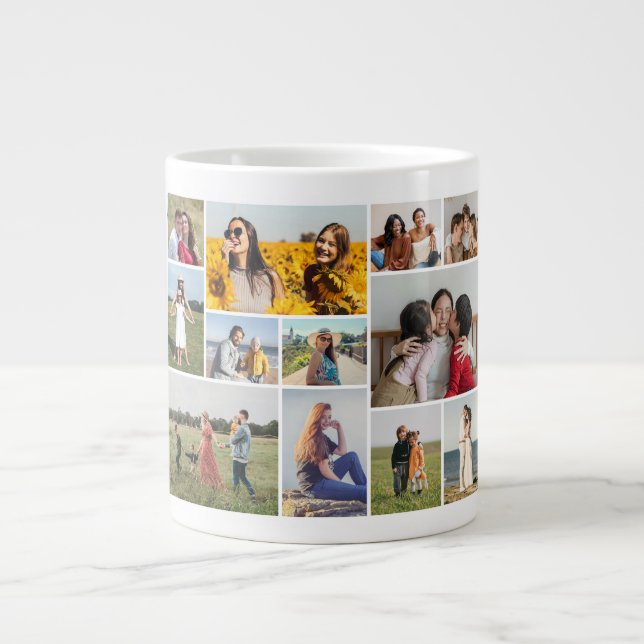 Skapa din egen fotokollage med 12 bilder jumbo mugg (Framsidan)
