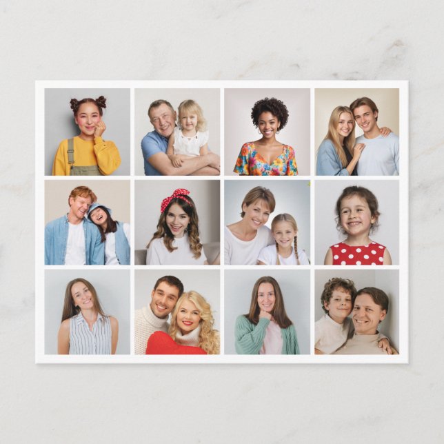 Skapa din egen fotokollage med 12 bilder vykort (Framsida)