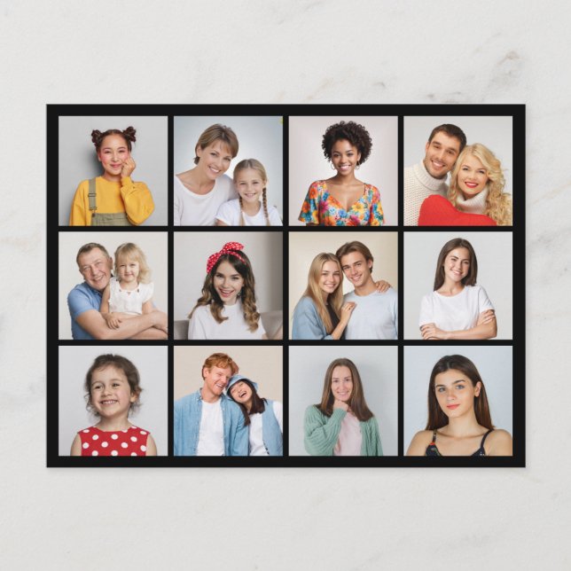 Skapa din egen fotokollage med 12 bilder vykort (Framsida)