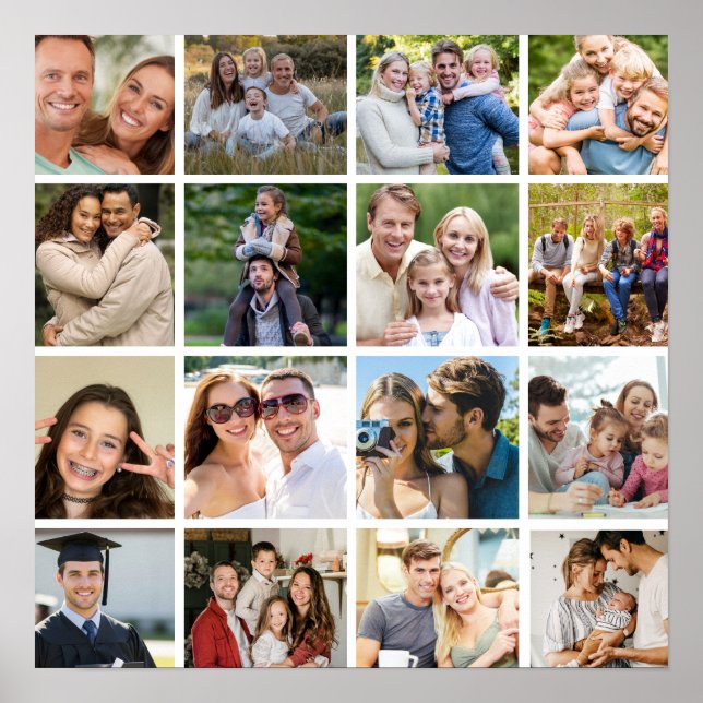 Skapa din egen fotokollage med 16 bilder poster (Framsidan)