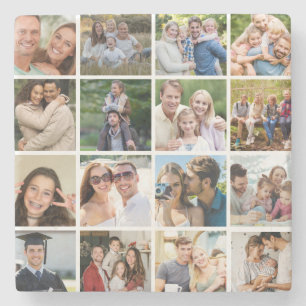 Skapa din egen fotokollage med 16 bilder stenunderlägg