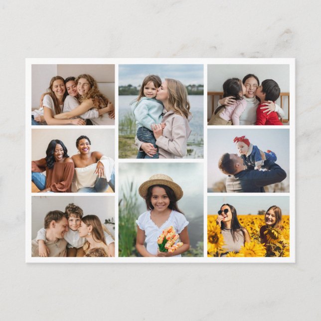 Skapa din egen fotokollage med 8 bilder vykort (Framsida)