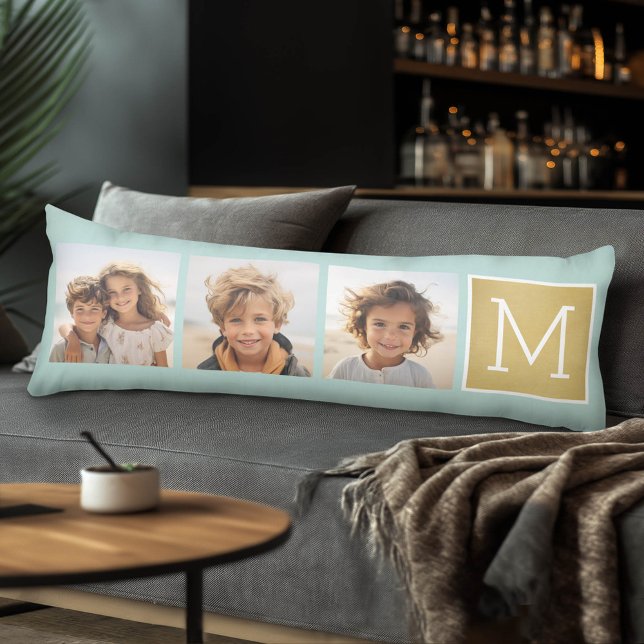 Skapa din egen fotokollage med Monogram Kroppskudde (Custom Body Pillow with a Sports Theme)