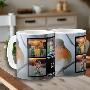 Skapa din egen fotokollage monogram robin-fågel kaffemugg