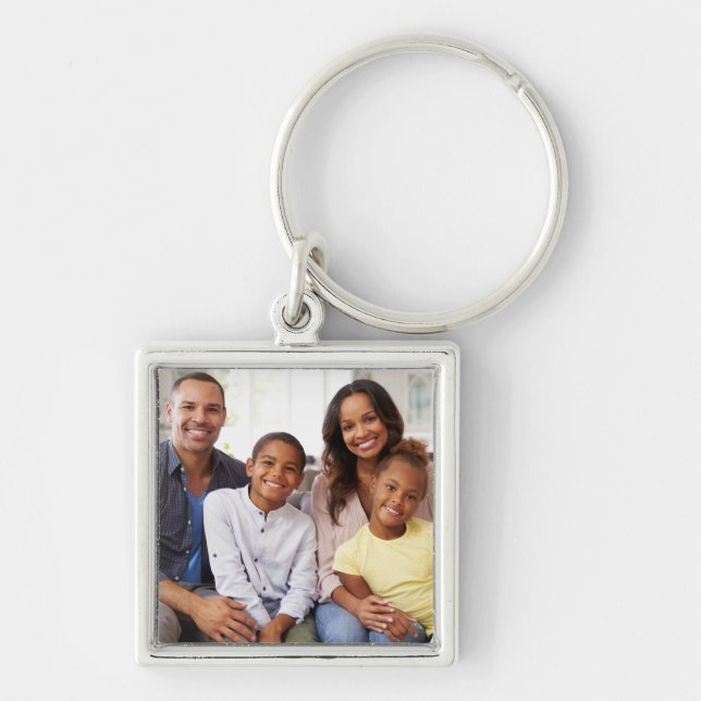 Skapa din egen fotokryssning DIY Fyrkantig Silverfärgad Nyckelring (Framsidan)