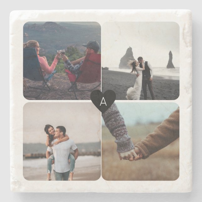 Skapa din egen fotomall för Bröllop-årsdag Stenunderlägg (Framsidan)