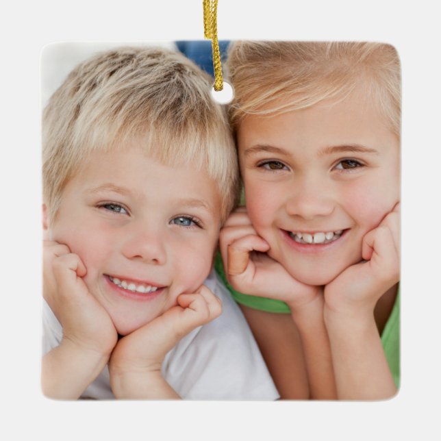 Skapa din egen fotomall för julfamiljen julgransprydnad keramik (Framsida)