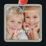 Skapa din egen fotomall för julfamiljen julgransprydnad metall<br><div class="desc">Skapa din egen julfamiljs fotomall med anpassningsbar bild gör en perfekt Personlig julgåva. Denna moderna och elegant familjs fotojulprydnad ger en underbar gåva till mormor,  morfar,  mamma eller pappa.</div>