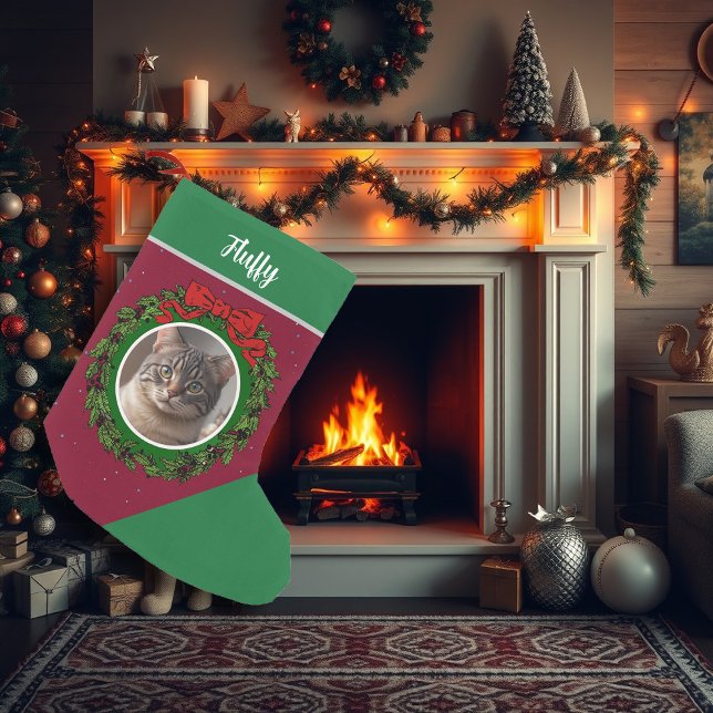 Skapa din egen fotomonogrammade julkatt liten julstrumpa (Create your own photo monogrammed christmas cat small christmas stocking. )