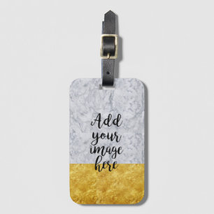 Skapa din egen fotovita marble Guld Bagagebricka