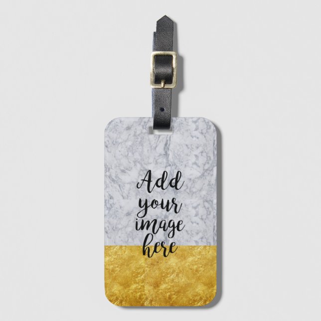 Skapa din egen fotovita marble Guld Bagagebricka (Framsida vertikal)