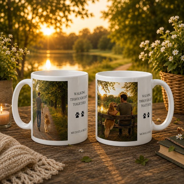 Skapa din egen Går genom livet tillsammans Kaffemugg (Create your own Walking through life togethe photo Coffee Mug. Very nice mug for dog lovers.)